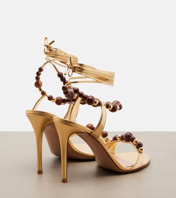 Embellished metallic leather slingback sandals | Gianvito Rossi