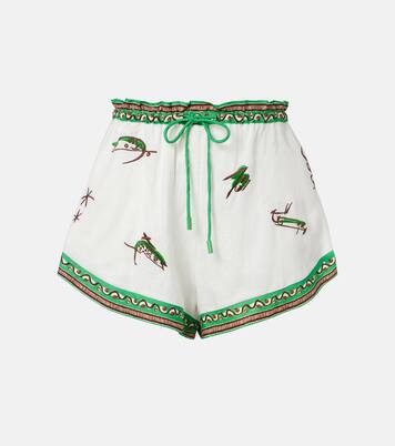 Wanda embroidered linen shorts | Alémais