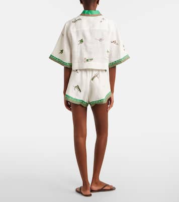 Wanda embroidered linen shorts | Alémais