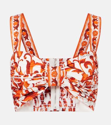 Majolica cotton poplin crop top | Dolce&Gabbana