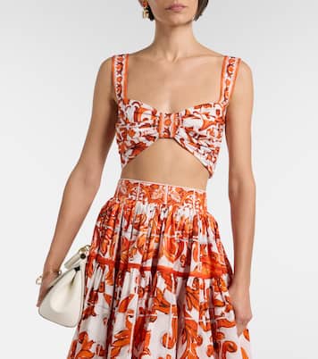 Majolica cotton poplin crop top | Dolce&Gabbana