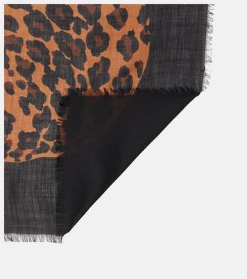 Bufanda de lana con estampado de leopardo | Saint Laurent