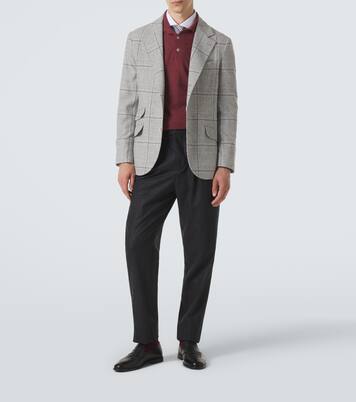 Checked silk, wool, and cashmere blazer | Brunello Cucinelli