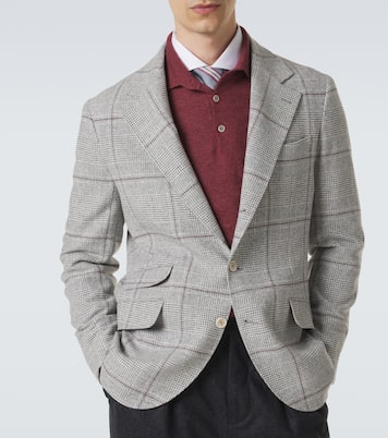 Checked silk, wool, and cashmere blazer | Brunello Cucinelli