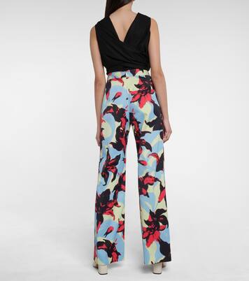 Pantalon ample en satin à fleurs | Dries Van Noten