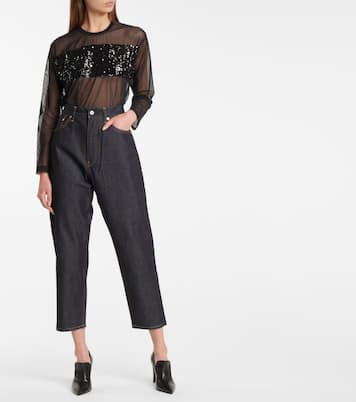 Top aus Mesh mit Pailletten | Junya Watanabe