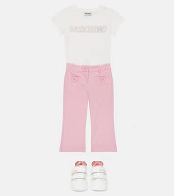 Heart-embellished cotton-blend pants | Moschino Kids
