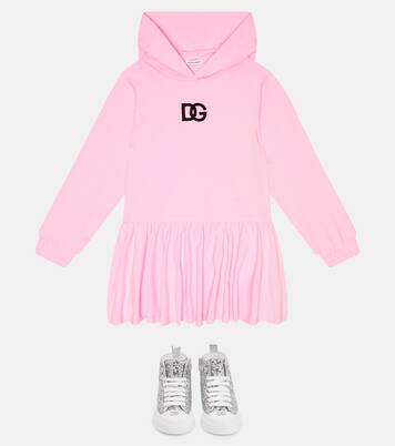 DG cotton-blend hooded dress | Dolce&Gabbana Kids