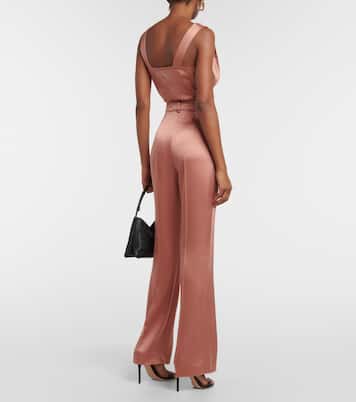 Gerade High-Rise-Hose Leena aus Satin | Nanushka