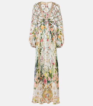 Verziertes Maxikleid aus Seide | Camilla