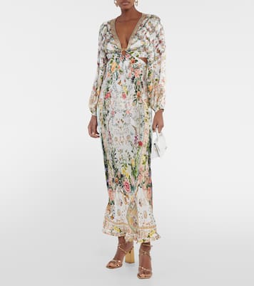 Verziertes Maxikleid aus Seide | Camilla