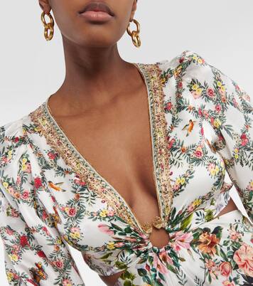 Verziertes Maxikleid aus Seide | Camilla