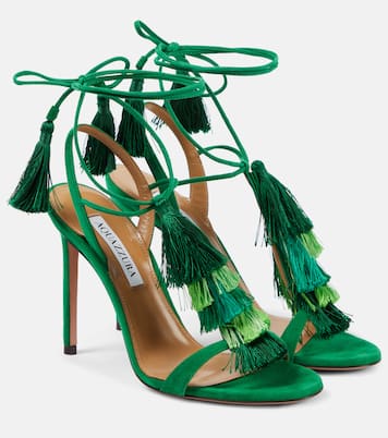 Sandalen Capri Tassel 105 aus Veloursleder | Aquazzura