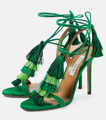 Sandalen Capri Tassel 105 aus Veloursleder | Aquazzura