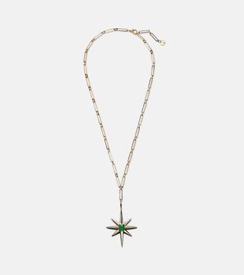 Starburst 18kt gold necklace with emerald and diamonds | Shay Jewelry