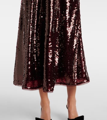 Robe midi à encolure bardot à sequins | Self-Portrait