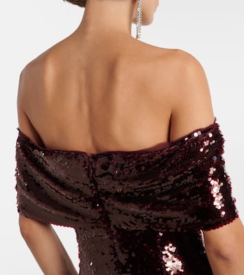 Robe midi à encolure bardot à sequins | Self-Portrait