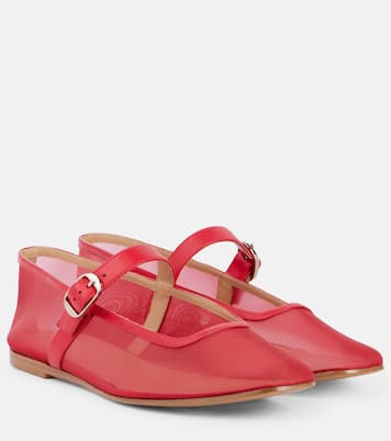 Leather-trimmed mesh Mary Jane flats | Le Monde Béryl