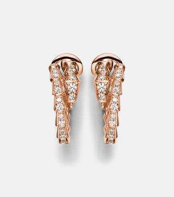 Serpenti Viper 18kt rose gold earrings with diamonds | Bvlgari