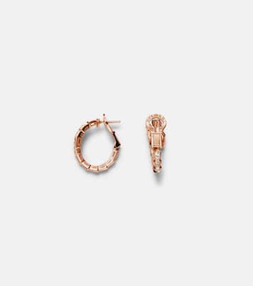 Serpenti Viper 18kt rose gold earrings with diamonds | Bvlgari