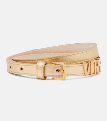 Logo metallic leather belt  | Versace