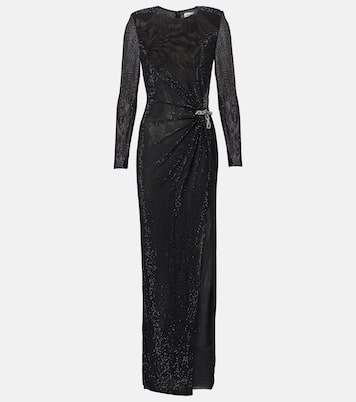 Maxikleid aus Mesh mit Kristallen | Self-Portrait