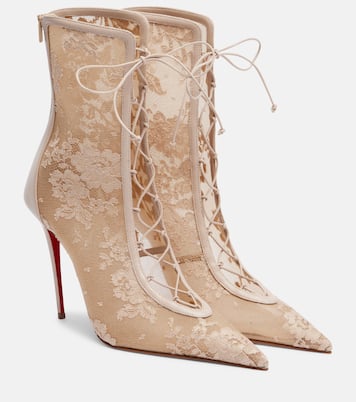 Bottines KM 100 en cuir et dentelle | Christian Louboutin