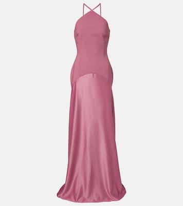 Florie satin-trimmed halterneck gown | Solace London