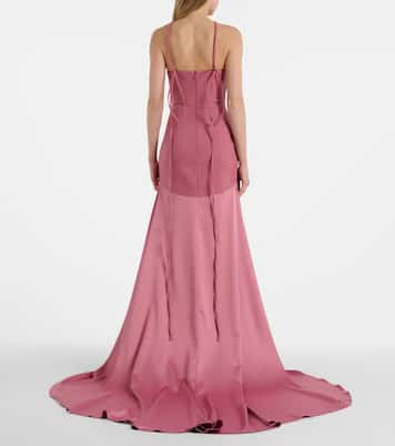 Florie satin-trimmed halterneck gown | Solace London