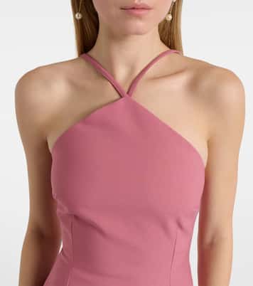 Florie satin-trimmed halterneck gown | Solace London