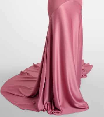 Florie satin-trimmed halterneck gown | Solace London