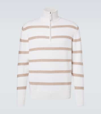 Pull rayé en coton et cachemire | Allude