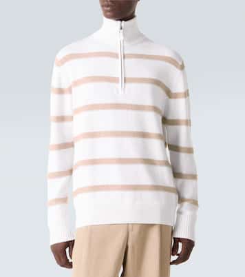 Pull rayé en coton et cachemire | Allude