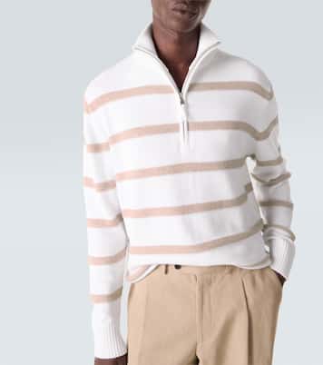 Pull rayé en coton et cachemire | Allude