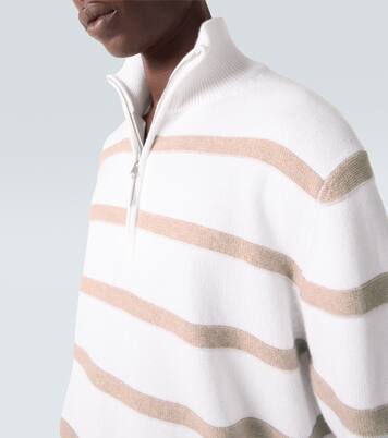 Pull rayé en coton et cachemire | Allude