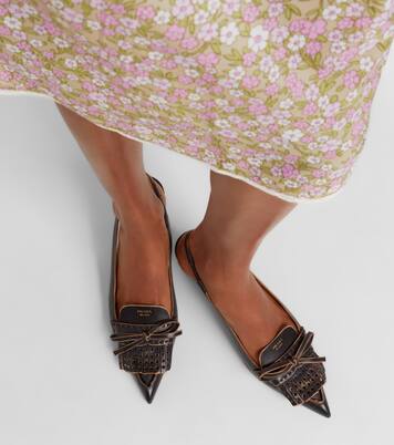 Bow-detail leather slingback pumps | Prada