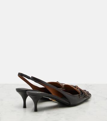 Bow-detail leather slingback pumps | Prada