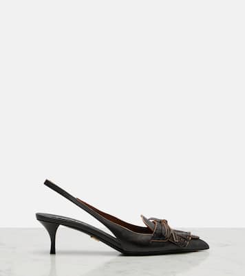 Bow-detail leather slingback pumps | Prada