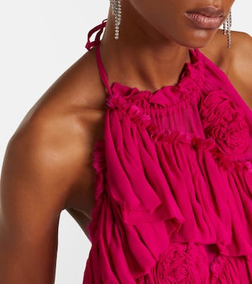 Floral-appliqué ruffled top | Dries Van Noten