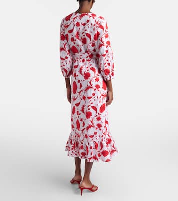 Evia floral ruffled linen wrap dress | Heidi Klein