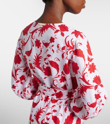 Evia floral ruffled linen wrap dress | Heidi Klein