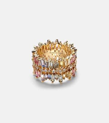 18kt gold ring with diamonds and sapphires | Suzanne Kalan