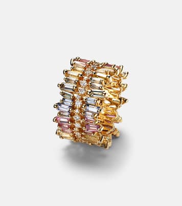 18kt gold ring with diamonds and sapphires | Suzanne Kalan
