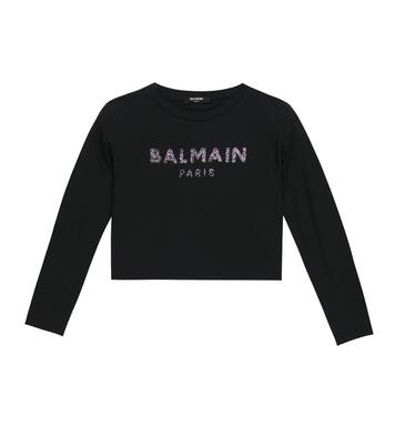Embellished cotton crop top | Balmain Kids
