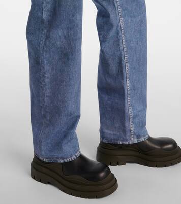 Pantalón de piel con estampado de denim | Bottega Veneta