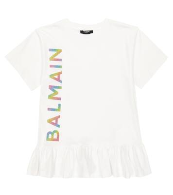 Logo cotton jersey dress | Balmain Kids