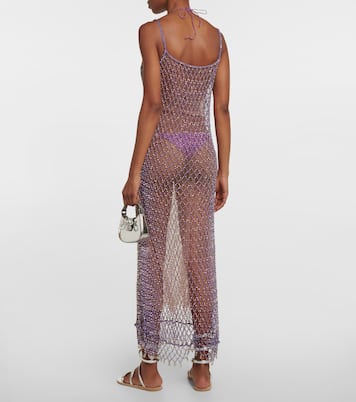 Beaded fishnet midi dress | Self-Portrait