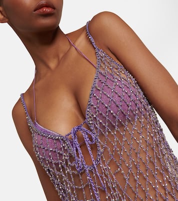 Beaded fishnet midi dress | Self-Portrait
