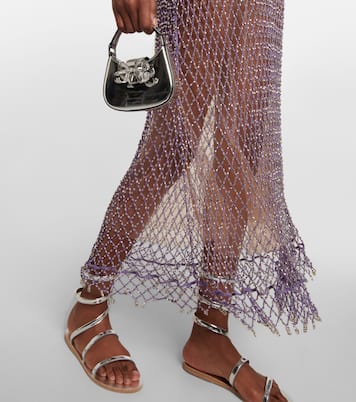 Beaded fishnet midi dress | Self-Portrait