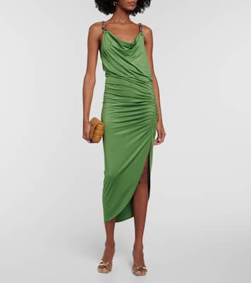 Biava beaded ruched midi dress | Veronica Beard